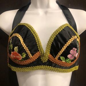 Vintage Deborah Lindquist Silk Floral Bustier Bra Top